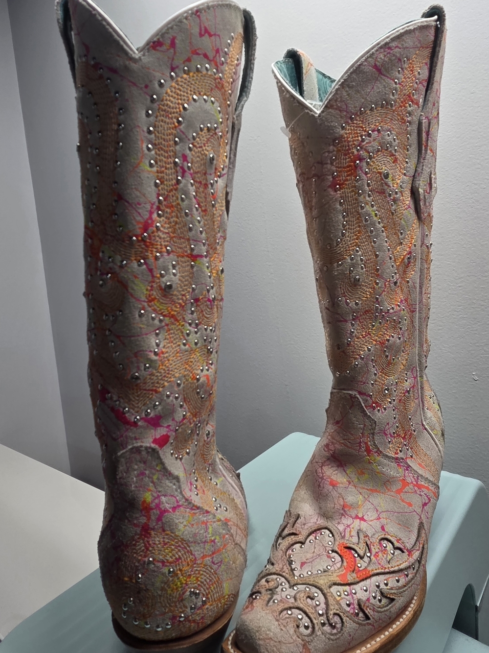 Corral Pink Multicolor Embellished Western Heeled Boots